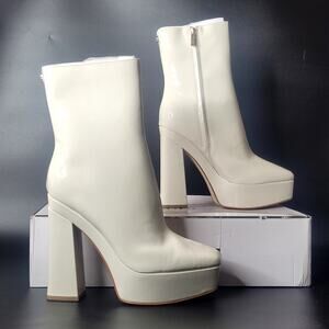 Guess Byra 11M Ivory Platform‎ 6" Block Heel Sabrina Carpenter Go Go Boots NWB